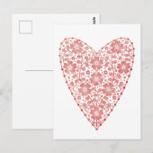 Heart Scandinavian Red White Briefkaart (Voorkant / Achterkant)