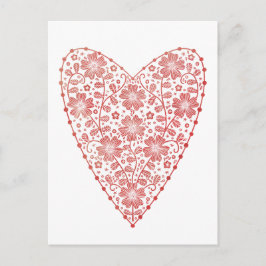 Heart Scandinavian Red White Briefkaart