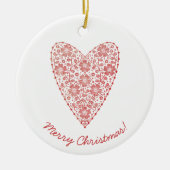 Heart Scandinavian Red White Kerstmis Keramisch Ornament (Voorkant)