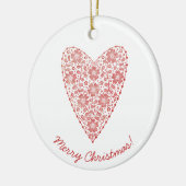 Heart Scandinavian Red White Kerstmis Keramisch Ornament (Links)