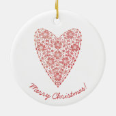 Heart Scandinavian Red White Kerstmis Keramisch Ornament (Achterkant)