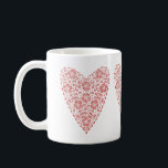 Heart Scandinavian Red White Koffiemok<br><div class="desc">Scandinavische folk-stijl modern florale hartontwerp in rood en wit. Originele kunst van Nic Squirrell.</div>