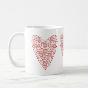 Heart Scandinavian Red White Koffiemok