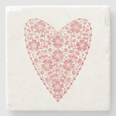 Heart Scandinavian Red White Stenen Onderzetter (Voorkant)