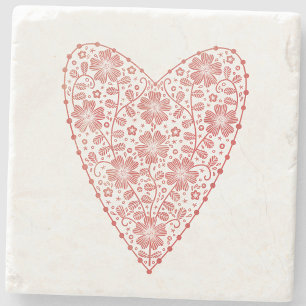 Heart Scandinavian Red White Stenen Onderzetter