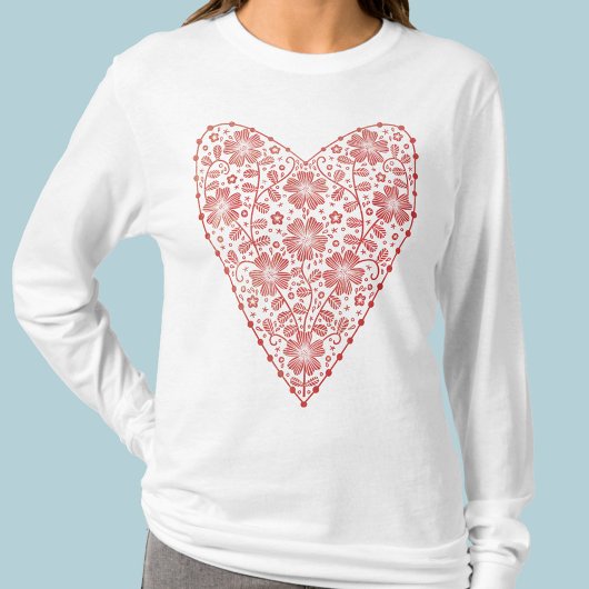 Heart Scandinavian Red White T-shirt