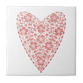 Heart Scandinavian Red White Tegeltje (Voorkant)