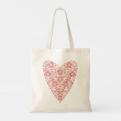 Heart Scandinavian Red White Tote Bag (Achterkant)