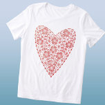 Heart Scandinavian Red White Tri-Blend Shirt<br><div class="desc">Scandinavische folk-stijl modern florale hartontwerp in rood en wit. Originele kunst van Nic Squirrell.</div>