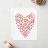 Heart Scandinavian Red White Valentijns Notitiekaartje (Voorkant / Achterkant in situ)