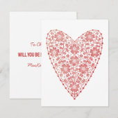 Heart Scandinavian Red White Valentijns Notitiekaartje (Voorkant / Achterkant)