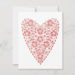 Heart Scandinavian Red White Valentijns Notitiekaartje