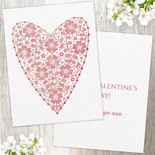 Heart Scandinavian Red White Valentine's Day Notitiekaartje