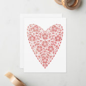 Heart Scandinavian Red White Valentine's Day Notitiekaartje (Voorkant / Achterkant in situ)