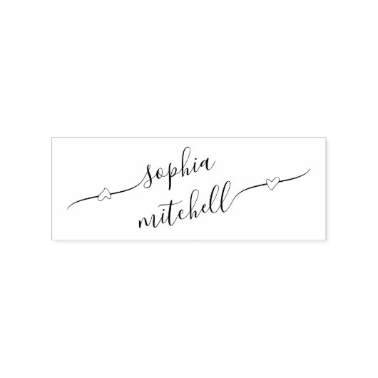 Heart Script Calligraphy Name Rubber Stamp Rubberstempel (Afrduk)