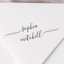 Heart Script Calligraphy Name Rubber Stamp