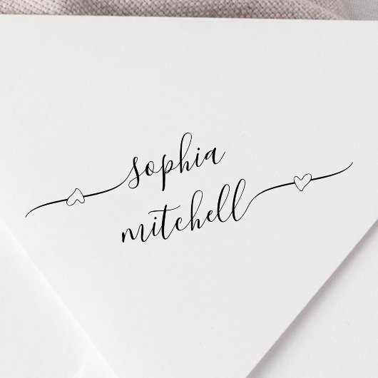 Heart Script Calligraphy Name Rubber Stamp Rubberstempel