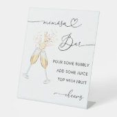 Heart Script & Champagne Vrijgezellenfeest Mimosa  Reclamebord Met Voetstuk (Voorkant)