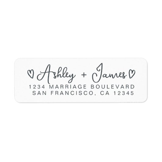 Heart Script Couple Return Address Label (Voorkant)