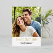 Heart Script Custom Photo Save the Date Folie Uitnodiging (Staand Voorkant)