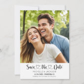 Heart Script Custom Photo Save the Date Invitation (Voorkant)