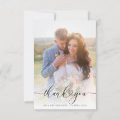 heart script elegant wedding photo thank you bedankkaart (Voorkant)