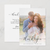 heart script elegant wedding photo thank you bedankkaart (Voorkant / Achterkant)