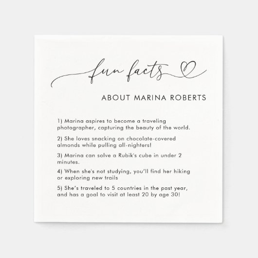 Heart Script Foto Afstuderen Afstuderen Leuke Feit Servet (Voorkant)