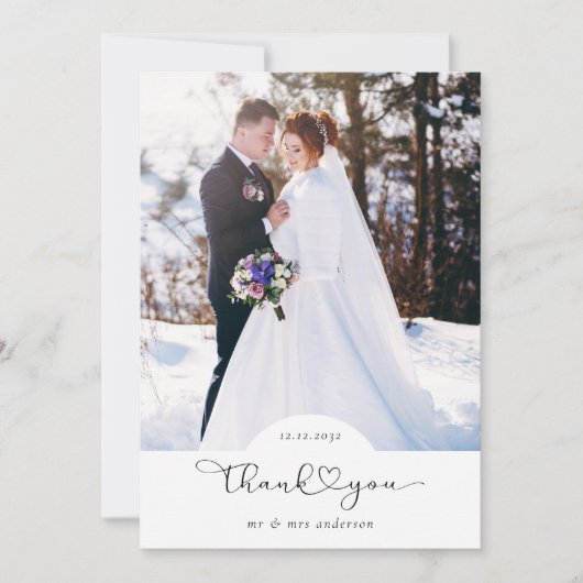 Heart Script Fotobruiloft Bedankkaart (Voorkant)