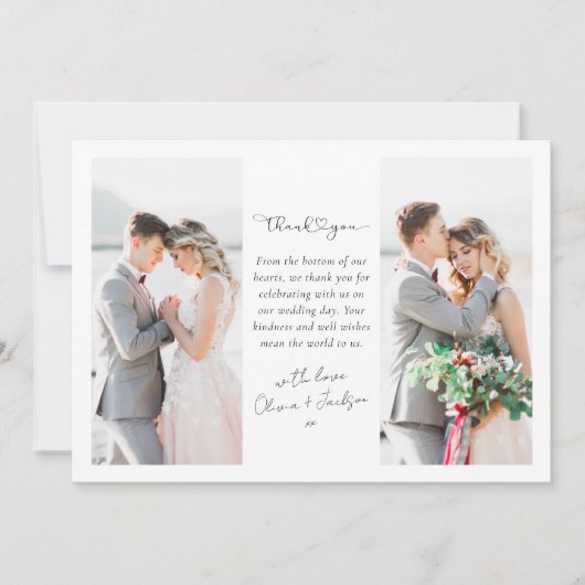 Heart Script Fotobruiloft Bedankkaart (Voorkant)