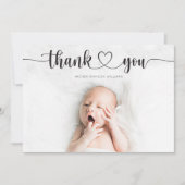 Heart Script Geboorteaankondiging Bedankt Card (Voorkant)