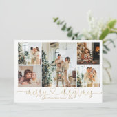 Heart Script Gold Kerst 5 Foto Feestdagenkaart (Staand voorkant)