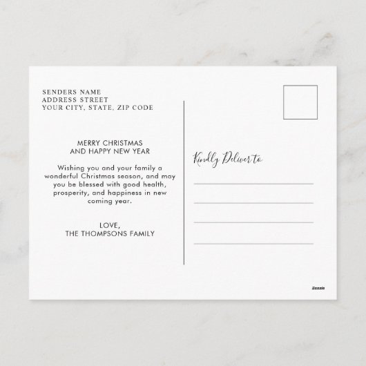 Heart Script Gold Kerst 5 Foto Feestdagenkaart (Achterkant)