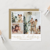 Heart Script Gold Merry-kerstfoto-feestdag Kaart (Voorkant / Achterkant in situ)