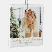 Heart Script Gold Merry-kerstfoto-feestdag Keramisch Ornament (Rechts)