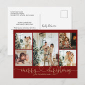 Heart Script Gold Red Merry 5 Foto Feestdagenkaart (Voorkant / Achterkant)