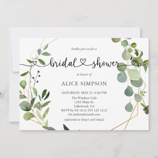 Heart Script Greenery Eucalyptus Vrijgezellenfeest Kaart (Voorkant)