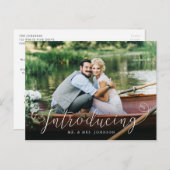 Heart Script Introducing Wedding Elopement Briefkaart (Voorkant / Achterkant)