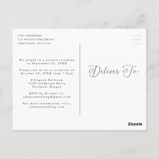 Heart Script Introducing Wedding Elopement Briefkaart (Achterkant)