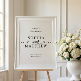 Heart Script Minimalist Wedding Welcome Sign Perfect Poster