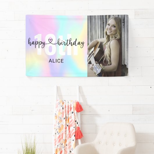 Heart Script Photo Birthday Holographic Spandoek (Insitu)