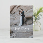 Heart Script Trouwfoto Dank u kaart (Staand voorkant)