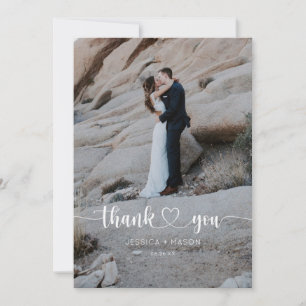 Heart Script Trouwfoto Dank u kaart