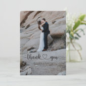 Heart Script Trouwfoto Dank u kaart (Staand voorkant)