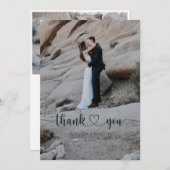 Heart Script Trouwfoto Dank u kaart (Voorkant / Achterkant)