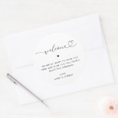 Heart Script Wedding Welkom Hotel Gift Bag Box Ronde Sticker (Envelop)