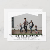 Heart Script We've Moved New Home Photo Moving Aankondigingskaart (Voorkant / Achterkant)