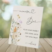 Heart Script Wildbloemen Vrijgezellenfeest Mimosa Reclamebord Met Voetstuk