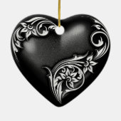 Heart Scroll Black White Keramisch Ornament (Achterkant)