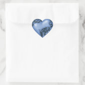 Heart Scroll Blauw w Zwart Hart Sticker (Tas)